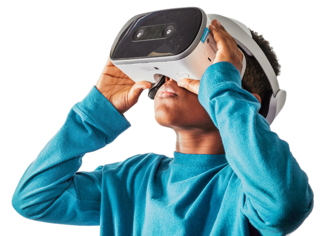 Menino com óculos VR